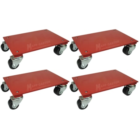 Mapp Caster 12 x 16 Heavy Duty Steel Flat Dolly  - 10,000 Lbs Capacity, PK4 M998044-4